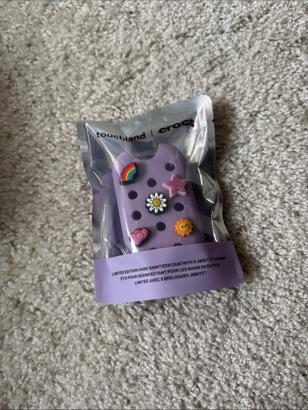 CROCS Kids Purple Hand Sanitizer Case with Colorful Jibbitz Charms
